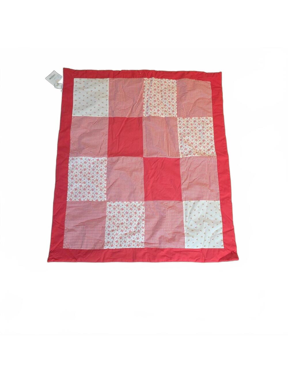 2006 Gymboree Good Old Days Quilt Blanket Flower Red Cherry Cherries Gingham